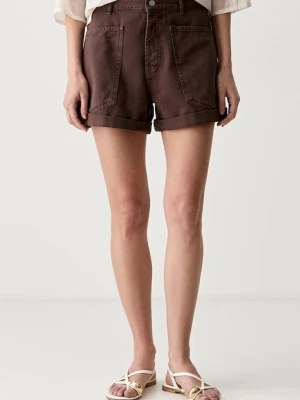 Haveone szorty damskie jeansowe brązowy