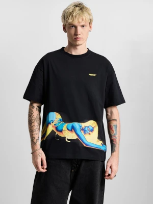 Heat T-shirt oversize bawełniany męski czarny PROSTO.