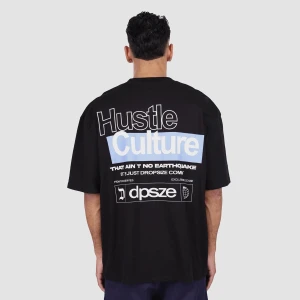 Heavy Oversize Hustle Culture T-Shirt, markiDropSize, T-Shirty i Polo, w kolorze czarny, rozmiar: