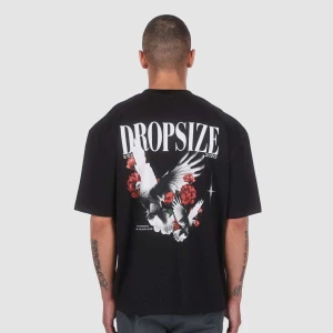 Heavy Oversized Roses Dove, markiDropSize, T-Shirty i Polo, w kolorze czarny, rozmiar: