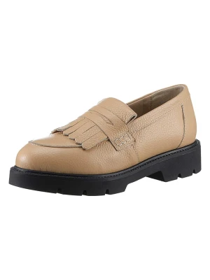 Heine Skórzane slippersy w kolorze beżowym rozmiar: 40