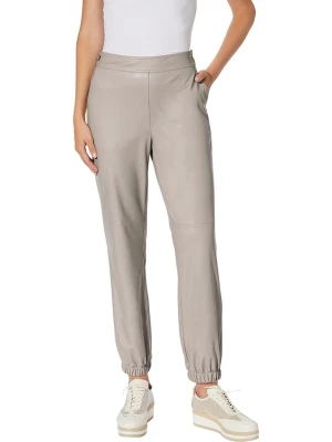 Heine Spodnie w kolorze beżowym ze skóry syntetycznej rozmiar: 42