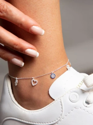 Heliophilia Srebrna bransoletka z elementami ozdobnymi na kostkę rozmiar: onesize