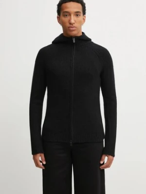 Heliot Emil kardigan z dodatkiem wełny męski kolor czarny AW25_M_07_085_BLK01