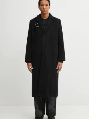 Heliot Emil płaszcz wełniany kolor czarny AW25_M_01_013_BLK01
