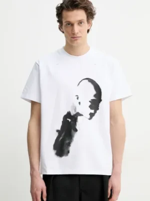 Heliot Emil t-shirt męski kolor biały z nadrukiem SS25_M_09_041_WHT02_CO