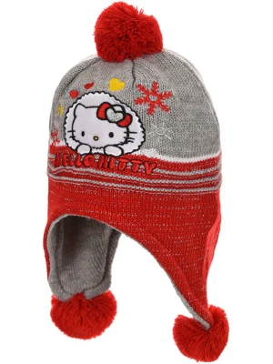 Hello Kitty Czapka "Hello Kitty" w kolorze czerwono-szarym rozmiar: 52 cm