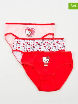 Hello Kitty Majtki (3 pary) "Hello Kitty" w kolorze jasnoróżowo-czerwonym rozmiar: 116-128