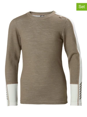 Helly Hansen 2-częściowy zestaw bielizny funkcyjnej "Lifa Merino" w kolorze jasnobrązowym rozmiar: 128