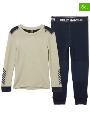 Helly Hansen 2-częściowy zestaw bielizny funkcyjnej w kolorze beżowo-granatowym rozmiar: 128
