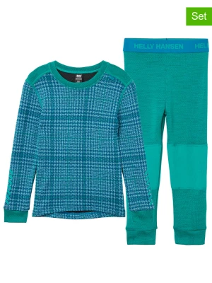 Helly Hansen 2-częściowy zestaw bielizny funkcyjnej w kolorze niebiesko-zielonym rozmiar: 128