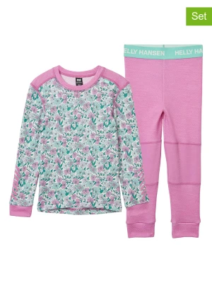 Helly Hansen 2-częściowy zestaw funkcyjny "Lifa" w kolorze różowo-turkusowym rozmiar: 104