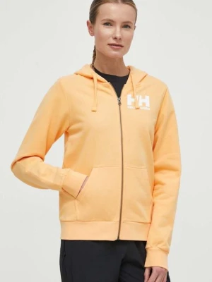 Helly Hansen bluza bawełniana damska kolor żółty z kapturem melanżowa 34461