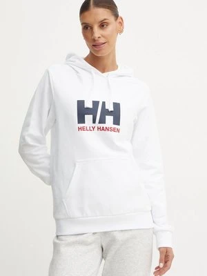 Helly Hansen bluza bawełniana HH LOGO 2.0 damska kolor biały z kapturem 34460