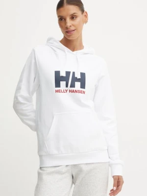 Helly Hansen bluza bawełniana HH LOGO 2.0 damska kolor biały z kapturem 34460