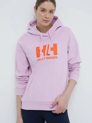 Helly Hansen bluza bawełniana HH LOGO 2.0 damska kolor różowy z kapturem 34460