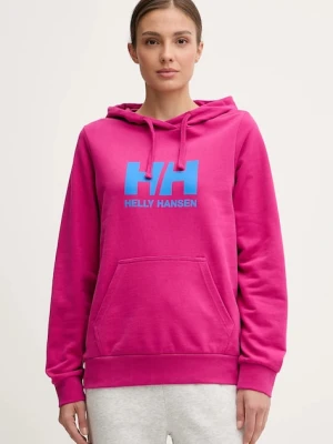 Helly Hansen bluza bawełniana HH LOGO 2.0 damska kolor różowy z kapturem z nadrukiem 34460