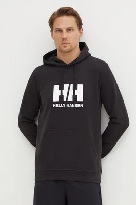 Helly Hansen bluza bawełniana HH LOGO HOODIE męska kolor czarny z kapturem z aplikacją 33977