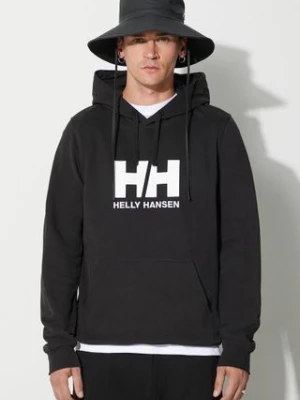 Helly Hansen bluza bawełniana HH LOGO HOODIE męska kolor czarny z kapturem z aplikacją 33977