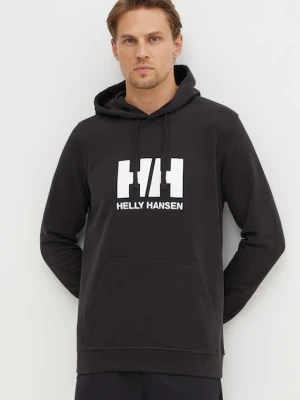 Helly Hansen bluza bawełniana HH LOGO HOODIE męska kolor czarny z kapturem z aplikacją 33977