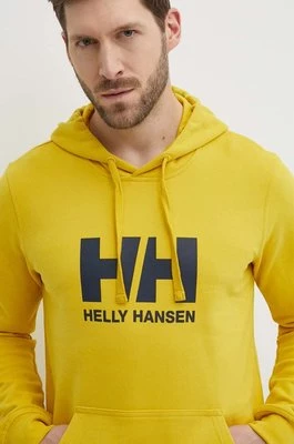 Helly Hansen bluza bawełniana HH LOGO HOODIE męska kolor żółty z kapturem z aplikacją 33977
