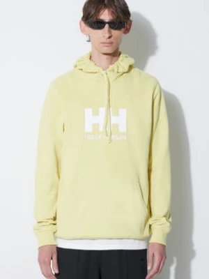 Helly Hansen bluza bawełniana HH LOGO HOODIE męska kolor żółty z kapturem z aplikacją 33977