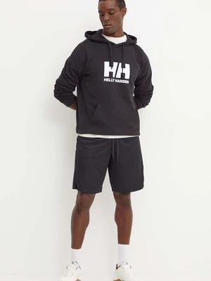 Helly Hansen bluza bawełniana HH LOGO męska kolor czarny z kapturem z nadrukiem 30394