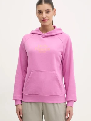 Helly Hansen bluza damska kolor różowy z kapturem z aplikacją 54239