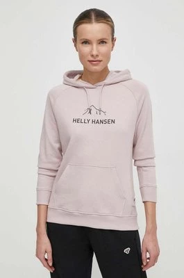 Helly Hansen bluza damska kolor różowy z kapturem z nadrukiem 63427