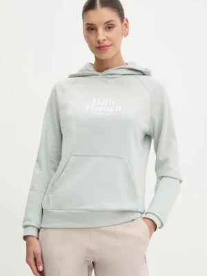 Helly Hansen bluza damska kolor zielony z kapturem z aplikacją 54239