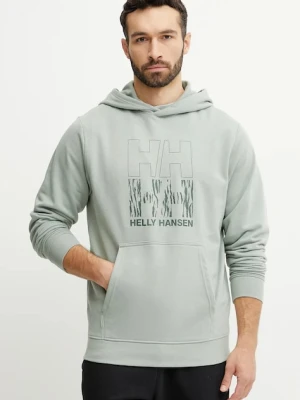 Helly Hansen bluza męska kolor zielony z kapturem z aplikacją
