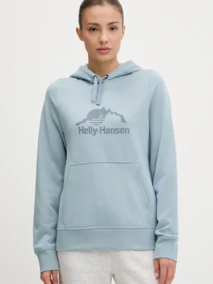 Helly Hansen bluza NORD GRAPHIC damska kolor niebieski z kapturem z nadrukiem 62981