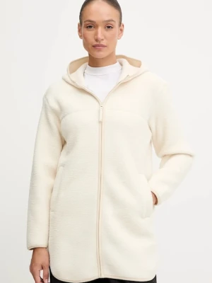 Helly Hansen bluza polarowa MAUD PILE kolor beżowy z kapturem gładka 54623