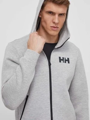 Helly Hansen bluza sportowa Hydropower Ocean 2.0 Hydropower Ocean 2.0 kolor szary z kapturem z nadrukiem 34264