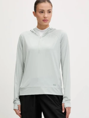 Helly Hansen bluza sportowa Shine Solen kolor turkusowy z kapturem gładka 49576
