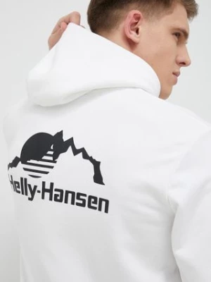 Helly Hansen bluza YU HOODIE 2.0 męska kolor biały z kapturem gładka 53582