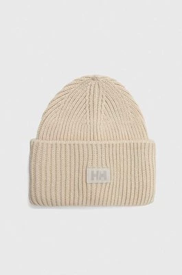 Helly Hansen czapka HH RIB BEANIE kolor beżowy z grubej dzianiny 54020