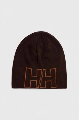 Helly Hansen czapka kolor brązowy z cienkiej dzianiny