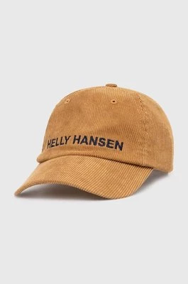Helly Hansen czapka z daszkiem sztruksowa Graphic Cap kolor brązowy z aplikacją