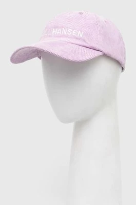 Helly Hansen czapka z daszkiem sztruksowa Graphic Cap kolor różowy z aplikacją