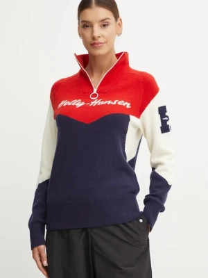 Helly Hansen sweter Apres damski kolor granatowy ciepły z golfem 66029