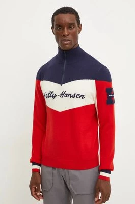 Helly Hansen sweter Apres męski kolor czerwony z półgolfem 66025