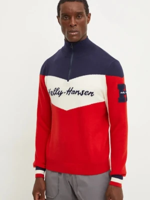 Helly Hansen sweter Apres męski kolor czerwony z półgolfem 66025