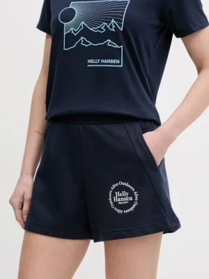 Helly Hansen szorty damskie kolor granatowy z nadrukiem high waist 54081
