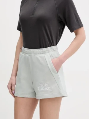 Helly Hansen szorty damskie kolor zielony z nadrukiem high waist 54081