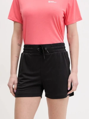 Helly Hansen szorty outdoorowe LIFA TECH damskie kolor czarny gładkie high waist 63419