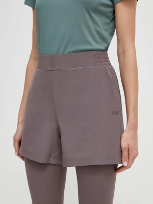 Helly Hansen szorty outdoorowe Thalia 2.0 kolor fioletowy gładkie high waist 34328