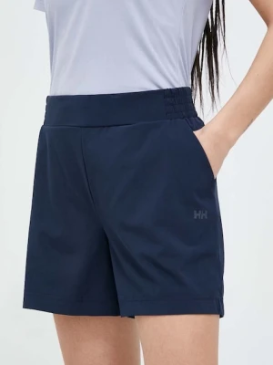 Helly Hansen szorty outdoorowe Thalia 2.0 kolor granatowy gładkie high waist 34328