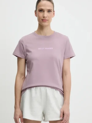 Helly Hansen t-shirt bawełniany CORE damski kolor fioletowy 54591