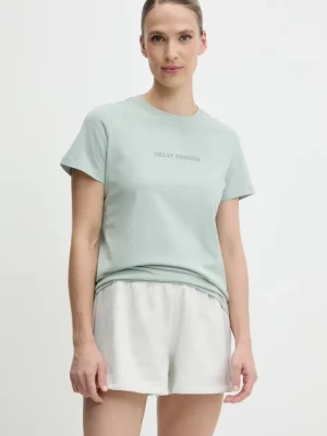 Helly Hansen t-shirt bawełniany CORE damski kolor zielony 54591